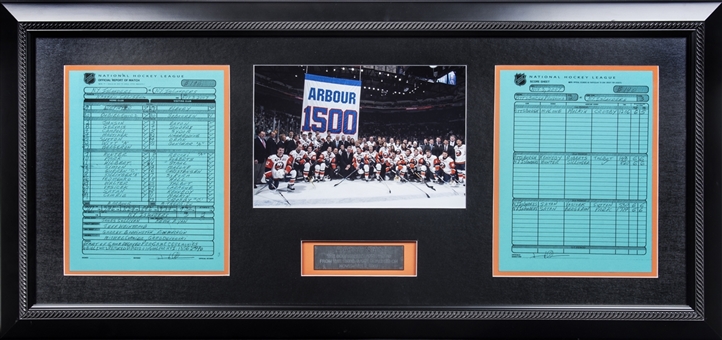 2007 New York Islanders Al Arbour Night Collage For His 1500th Career Game Coached on 11/3/07 With Official Scoresheet and Photo 